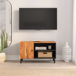 vidaXL Mobile Porta TV 80x33x46 cm in Legno Massello di Acacia - Vista aggiuntiva 3