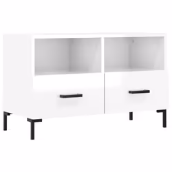 Mobile Porta TV Bianco Lucido 80x36x50 cm in Legno Multistratocod mxl 127891 - Vista aggiuntiva 2