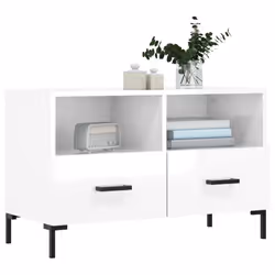 Mobile Porta TV Bianco Lucido 80x36x50 cm in Legno Multistratocod mxl 127891 - Vista aggiuntiva 3