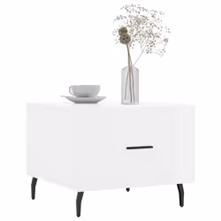 Tavolino da Salotto Bianco Lucido 50x50x40 cm Legno Multistratocod mxl 104342