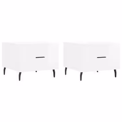 Tavolini Salotto 2pz Bianco Lucido 50x50x40cm Legno Multistratocod mxl 79790 - Vista aggiuntiva 2