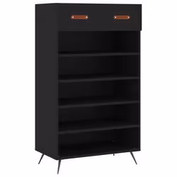 Scarpiera Nera 60x35x105 cm in Legno Multistratocod mxl 79706 - Vista aggiuntiva 2