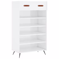 Scarpiera Bianco Lucido 60x35x105 cm in Legno Multistratocod mxl 103374 - Vista aggiuntiva 2