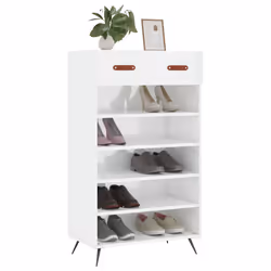Scarpiera Bianco Lucido 60x35x105 cm in Legno Multistratocod mxl 103374 - Vista aggiuntiva 3