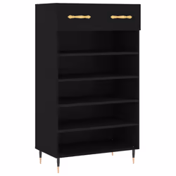 Scarpiera Nera 60x35x105 cm in Legno Multistratocod mxl 103076 - Vista aggiuntiva 2