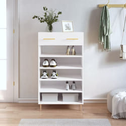 Scarpiera Salvaspazio, Portascarpe Bianco Lucido 60x35x105 cm in Legno Multistrato Vidaxl