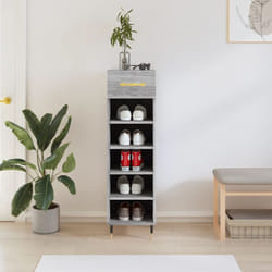 Scarpiera Salvaspazio, Portascarpe Grigio Sonoma 30x35x105 cm in Legno Multistrato Vidaxl