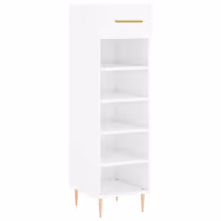 Scarpiera Bianco Lucido 30x35x105 cm in Legno Multistratocod mxl 127332 - Vista aggiuntiva 2