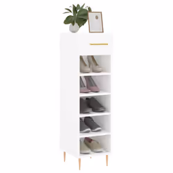 Scarpiera Bianco Lucido 30x35x105 cm in Legno Multistratocod mxl 127332 - Vista aggiuntiva 3