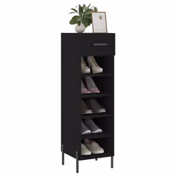 Scarpiera Nera 30x35x105 cm in Legno Multistratocod mxl 79171 - Vista aggiuntiva 3