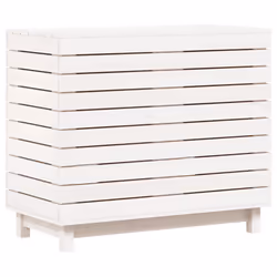 Cesto per Bucato Bianco 88,5x44x76 cm Legno Massello Pinocod mxl 107605 - Vista aggiuntiva 2