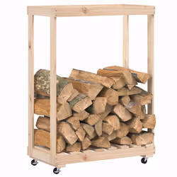 Portalegna con Ruote 76,5x40x108 cm Legno Massello di Pinocod mxl 83676 - Vista aggiuntiva 3