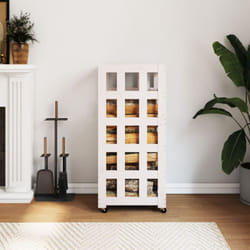 Vidaxl - Portalegna con Ruote Bianco 40x49x110 cm Legno Massello di Pino