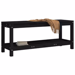Panca da Giardino Nera 108x35x45 cm in Legno Massello di Pinocod mxl 83632 - Vista aggiuntiva 3