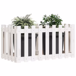 Fioriera Giardino a Recinzione Bianca 100x50x70cm Massello Pinocod mxl 107621 - Vista aggiuntiva 3