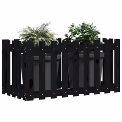 Fioriera Giardino a Recinzione Nera 100x50x70cm Massello Pinocod mxl 131602 - Vista aggiuntiva 3