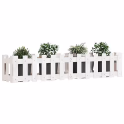 Fioriera Giardino a Recinzione Bianca 150x30x30cm Massello Pinocod mxl 107619 - Vista aggiuntiva 3