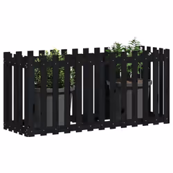 Fioriera Giardino a Recinzione Nera 150x50x70cm Massello Pinocod mxl 131605 - Vista aggiuntiva 3