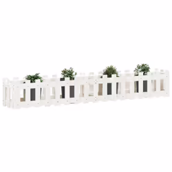 Fioriera Giardino a Recinzione Bianca 200x30x30cm Massello Pinocod mxl 131609 - Vista aggiuntiva 3