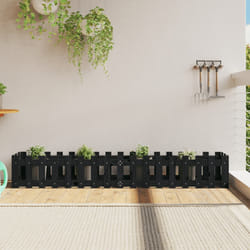 Fioriera Giardino a Recinzione Nera 200x30x30cm Massello Pinocod mxl 107625
