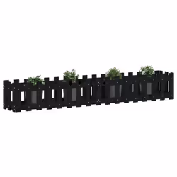 Fioriera Giardino a Recinzione Nera 200x30x30cm Massello Pinocod mxl 107625 - Vista aggiuntiva 3
