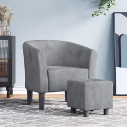 Poltrona Cabriolet con Poggiapiedi Grigio Scuro in Vellutocod mxl 132435