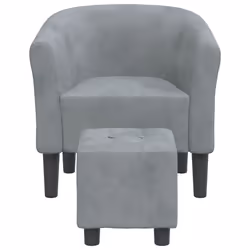 Poltrona Cabriolet con Poggiapiedi Grigio Scuro in Vellutocod mxl 132435