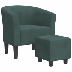 vidaXL Poltrona Cabriolet con Poggiapiedi Verde Scuro in Velluto - Vista aggiuntiva 2