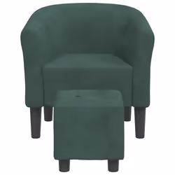 vidaXL Poltrona Cabriolet con Poggiapiedi Verde Scuro in Velluto - Vista aggiuntiva 3