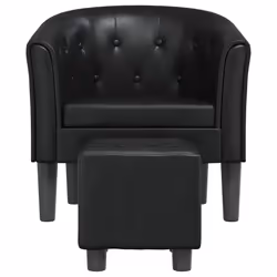 Poltrona Cabriolet e Poggiapiedi Nera Similpellecod mxl 84316 - Vista aggiuntiva 3