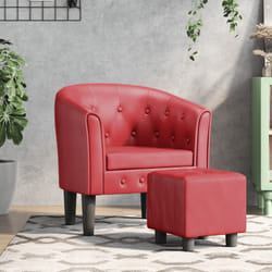 Poltrona a Pozzetto con Poggiapiedi Rosso Vino in Similpellecod mxl 132315