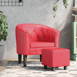 Poltrona a Pozzetto con Poggiapiedi Rossa in Similpellecod mxl 84404