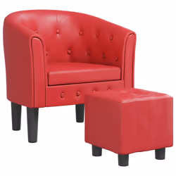 Poltrona a Pozzetto con Poggiapiedi Rossa in Similpellecod mxl 84404 - Vista aggiuntiva 2