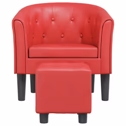 Poltrona a Pozzetto con Poggiapiedi Rossa in Similpellecod mxl 84404 - Vista aggiuntiva 3