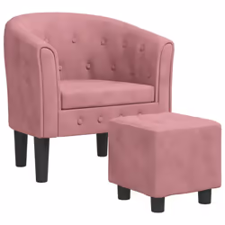 vidaXL Poltrona Cabriolet con Poggiapiedi Rosa in Velluto - Vista aggiuntiva 2