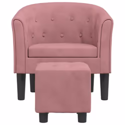 vidaXL Poltrona Cabriolet con Poggiapiedi Rosa in Velluto - Vista aggiuntiva 3