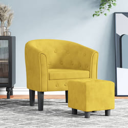 Poltrona Cabriolet con Poggiapiedi Giallo in Vellutocod mxl 132424