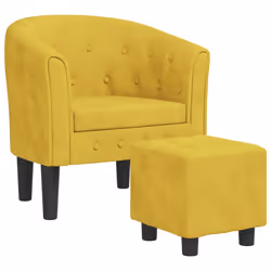 Poltrona Cabriolet con Poggiapiedi Giallo in Vellutocod mxl 132424 - Vista aggiuntiva 2