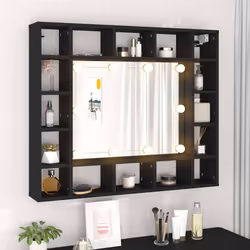 Armadietto a Specchio con LED Nero 91x15x76,5 cmcod mxl 130042 - Vista aggiuntiva 3