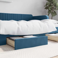 Cassetti da Letto 2pz Blu in Legno Multistrato e Velluto