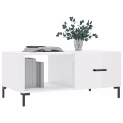 vidaXL Tavolino da Salotto Bianco Lucido 90x50x40 cm Legno Multistrato - Vista aggiuntiva 3
