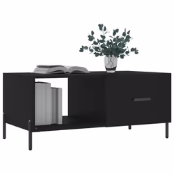vidaXL Tavolino da Salotto Nero 90x50x40 cm in Legno Multistrato - Vista aggiuntiva 3