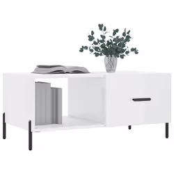 Tavolino da Salotto Bianco Lucido 90x50x40 cm Legno Multistratocod mxl 128037 - Vista aggiuntiva 3