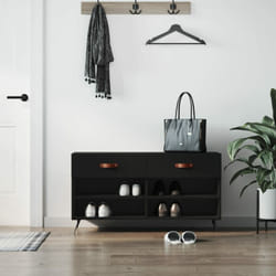 Panca Porta Scarpe Nera 102x35x55 cm in Legno Multistrato Vidaxl 98286