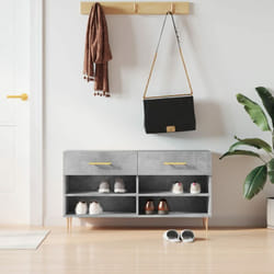 Panca Porta Scarpe Grigio Cemento 102x35x55cm Legno Multistrato Vidaxl 80104