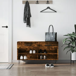 Panca Porta Scarpe Rovere Fumo 102x35x55 cm Legno Multistrato vidaXL 84512