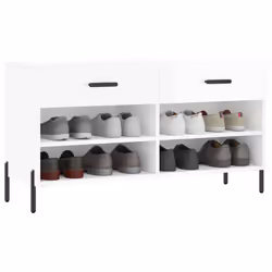 Panca Porta Scarpe Bianco Lucido 102x35x55 cm Legno Multistratocod mxl 127889 - Vista aggiuntiva 3