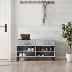 Panca Porta Scarpe Grigio Cemento 102x35x55cm Legno Multistrato Vidaxl 13210