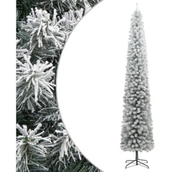 Albero di Natale Sottile con Base e Neve Floccata 270 cm PVC vidaXL