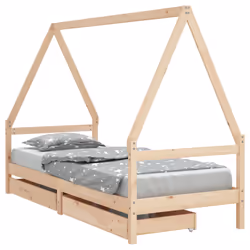 Giroletto Bambini con Cassetti 90x200 cm Legno Massello di Pinocod mxl 79060